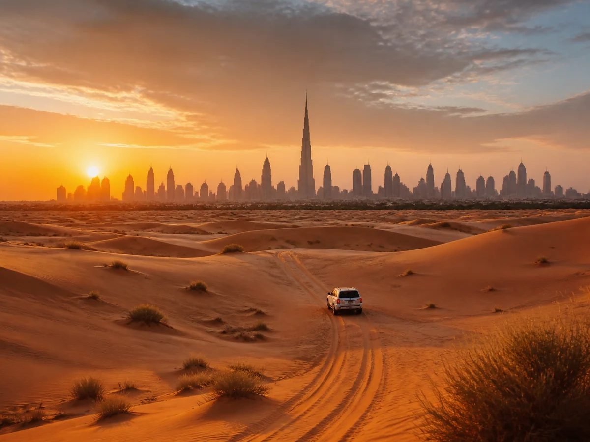 Dubai skyline and waterfront travel scene